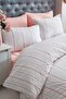 Striped Salmon Single Cotton Linen Duvet Cover Set