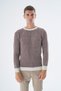 Men's Beige Crew Neck Brass Thessaloniki Nopen Striped 4-Color Wool Knitwear Knitted Sweater
