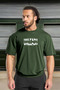 Men's Unleash Printed Khaki Oversize Crew Neck Cotton Sports T-Shirt
