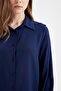 Regular Fit Shirt Collar Basic Plain Viscose Long Sleeve Shirt Tunic D2613Ax24Au - 5