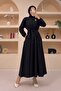 Black Women's Oranje Brocade Dress with Brooches and Pockets