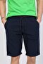 Men's Navy Blue Cotton Linen Capri Shorts with Tie Waist