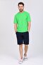Men's Navy Blue Cotton Linen Capri Shorts with Tie Waist - 2
