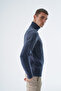 Men's Navy Blue Turtleneck Braided Wool Knitwear Knitted Sweater Trist-5336 - 3