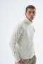 Men's Bone Turtleneck Brass Hair Braided Wool Knitwear Knitted Sweater Trist-5337 - 4