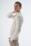 Men's Beige Half Fisherman Zipper Hair Braided Wool Knitwear Knitted Sweater Trist-5339 - 5