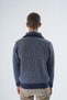 Men's Navy Blue Truck Collar Jacquard Tricolor Zippered Wool Knitwear Knitted Sweater Trist-5340 - 4