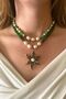 Jade and Indian Agate Natural Stone Jewellry Handcrafted Diamond Mounted End Handmade Special Design Double Necklace