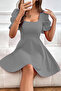 Women's Mini Short Balloon Sleeve Crepe Dress - 2