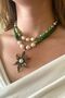 Jade and Indian Agate Natural Stone Jewellry Handcrafted Diamond Mounted End Handmade Special Design Double Necklace - 3