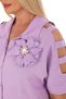 Women's Plus Size Shirt Collar 100% Linen Dress Lilac - 6