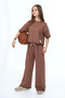Girl's 100% Cotton Oversize Half Sleeve Top and Bottom Tracksuit Set