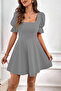 Women's Mini Short Balloon Sleeve Crepe Dress - 4