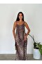 Women's Leopard Patterned Cotton Adjustable Strap Poplin Casual Dress - 2