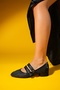 Lapis Black Straw Women's Low Heeled Shoes - 3