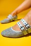 Lapis Baby Blue Straw Women's Low Heeled Shoes