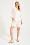 Cream Linen Blouse and Shorts Women's Top Bottom Set