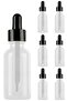 50 ml Transparent Serum Drop Bottle - Leak Proof Black Metal Lid Dropper 6 Pieces