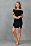 Black Stretch Fabric Madonna Collar Slit Detailed Mini Evening Dress 12366 - 7