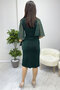 Women's Stone Detailed Flounce Sleeve Silvery Evening Dress Cobalt Blue, Grey, Green, Burgundy, Black - 4