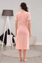 Pink Melange Maternity Dress with Breastfeeding Feature - 2