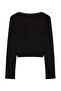 Black Square Neck Lace Detailed Crop/Short Knitted Blouse Twoaw25Bz00007 - 16
