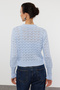 Mavi Ajurlu/Delikli Crop/Kısa Triko 2'li Bluz-Hırka Takım TWOSS23HI00000 - 3