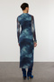 Blue Abstract Bodycone Shirred / Drape Maxi Knitted Dress Twoaw25El00121 - 5
