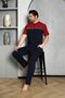 Men's Summer Pajama Set - Short Sleeve, Single Jersey, Three Button, Embroidered Cotton - 7