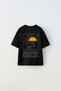 Sea Breeze Sunny Day California Written Sun Design Printed Black Kids T-Shirt
