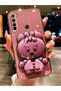 Luxury Silicone Case for Xiaomi Redmi Note 8 with Lilac Minnie Stand and Gold Detail on the Sides