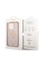 iPhone 15 Pro Max Compatible Case Guess Licensed Pu Leather Text and 4g Metal Logo Patterned Cover Pink - 5