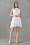 White Chiffon Fabric Stand Collar Skirt Layered Design Sleeveless Mini Dress 093 - 4