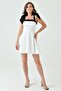 Atlas Fabric Strapless Neck Straps Tie Flared Cut White Mini Dress 245 - 5