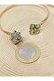 Pyrite stone flower motif copper bracelet (52496) - 2