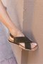 Palvi̇n Women's Khaki Green Genuine Leather Suede Cross Sandals - 5