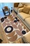 Cotton 68 Powder Camel And Black Pastel Geometric Patterned Woven Rug - 5