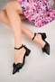 Women's Black Heeled Bow Shoes
