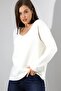 Women's White Soft Textured Knitwear Sweater - 3