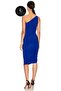 فستان نسائي ميدي من Saks Blue Draped بكتف واحد وسحاب مبطن لا يظهر الملابس الداخلية - 2