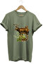 Hunting Deer Hunting and Nature Printed Forest Themed 100% Cotton Regular Fit Khaki T-Shirt