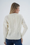 Women's Bone Oversize V-Neck Hair Braided Openwork Buttoned Wool Blend Knitwear Knitted Long Cardigan - 3