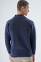 Men's Navy Blue Stand Collar Zippered Flat Pocket Wool Knitwear Knitted Cardigan Trist-5335 - 4