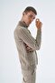 Men's Mink Stand Collar Buttoned Wool Knitted Cardigan with Braided Pockets Trist-5326 - 2