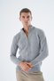 Men's Gray Stand Collar Zippered Flat Pocket Wool Knitwear Knitted Cardigan Trist-5335