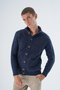 Men's Navy Blue Stand Collar Buttoned Execution Hair Braided Pocket Wool Knitwear Knitted Cardigan Trıst-5326 - 3
