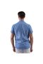 Oxford Cotton Slim Fit Short Sleeve Summer Shirt with Blue Collar and Polka Dot Detail on the Chest - 4