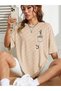 Women's Unisex Oversize Combed Cotton T-Shirt Panda Bamboo Pocket Minimal Design Printed Women's T-Shirt Short Sleeve - 2