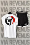 Muay Thai Back Printed White Zero Sleeve Sport Tshirt and Black Shorts Sport Set