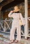 Brown Ethnic Patterned Şile Fabric Kimono and Trousers Set - 7
